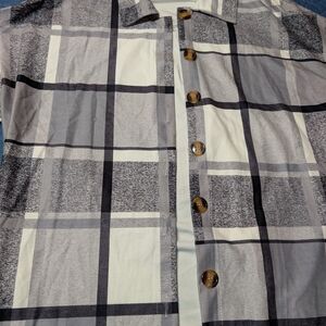 Plaid Button-Up Shirt with Wooden Buttons